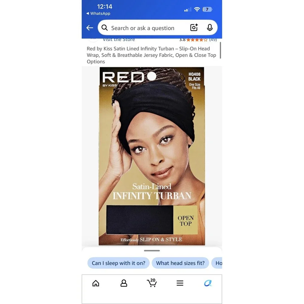 Red by Kiss Satin Lined Infinity Turban – Slip-On Head Wrap